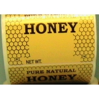 Honey Labels Black on Yellow Roll of 250- Wide